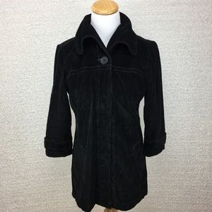Stylish black corduroy coat size petite small